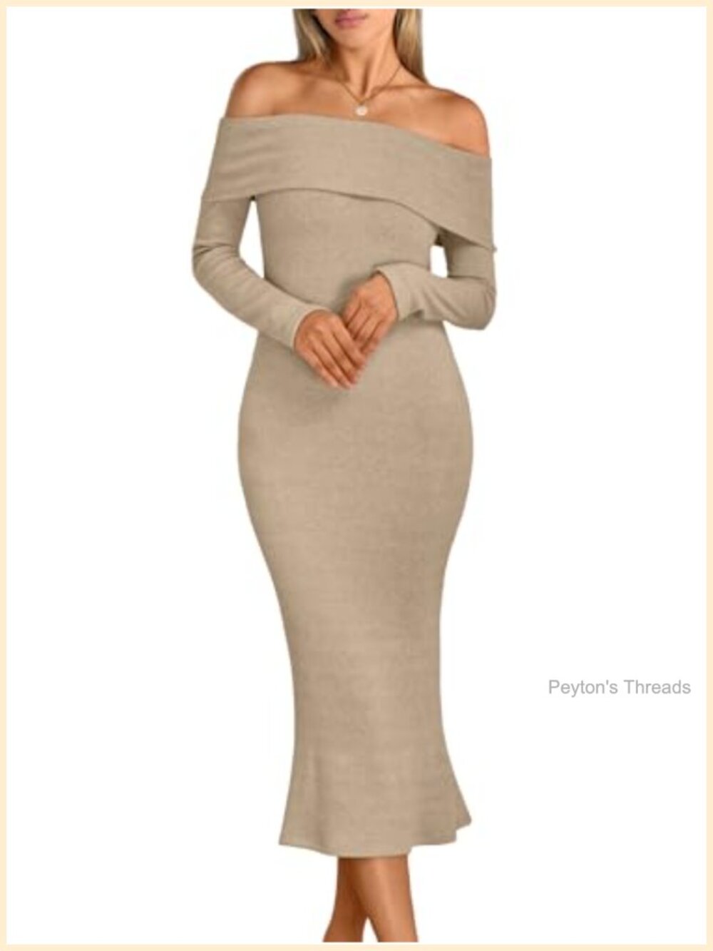 Off the Shoulder Sweater Dress Bodycon Midi Long Sleeve Party